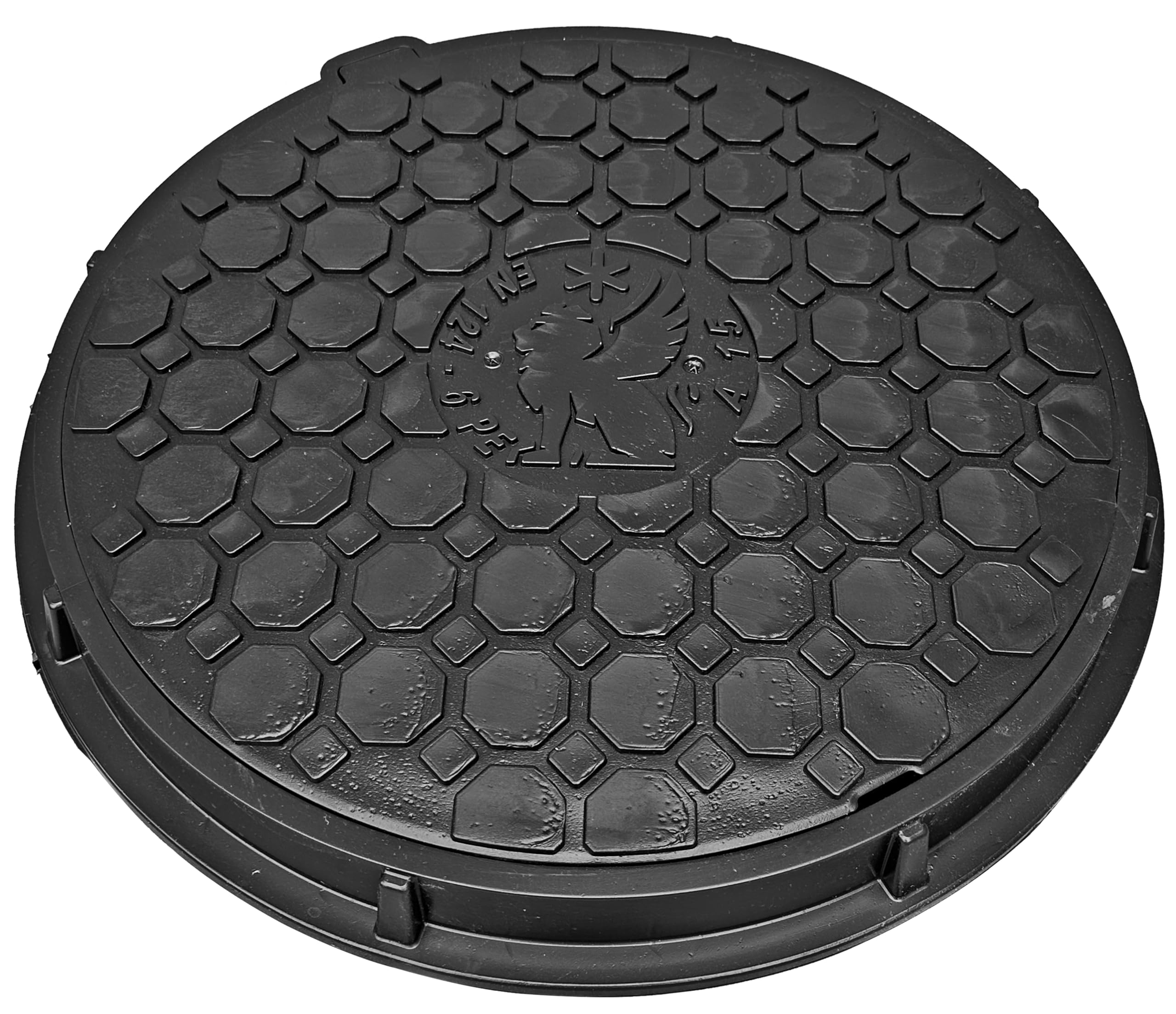 Tapa de pozo Ø500, Tapa de Alcantarilla Redonda A15, Tapa de registro y Tapa de arqueta de Plástico DN500/620 EN-124, Carga max 1500 Kg, BabylonPlast (Negro)
