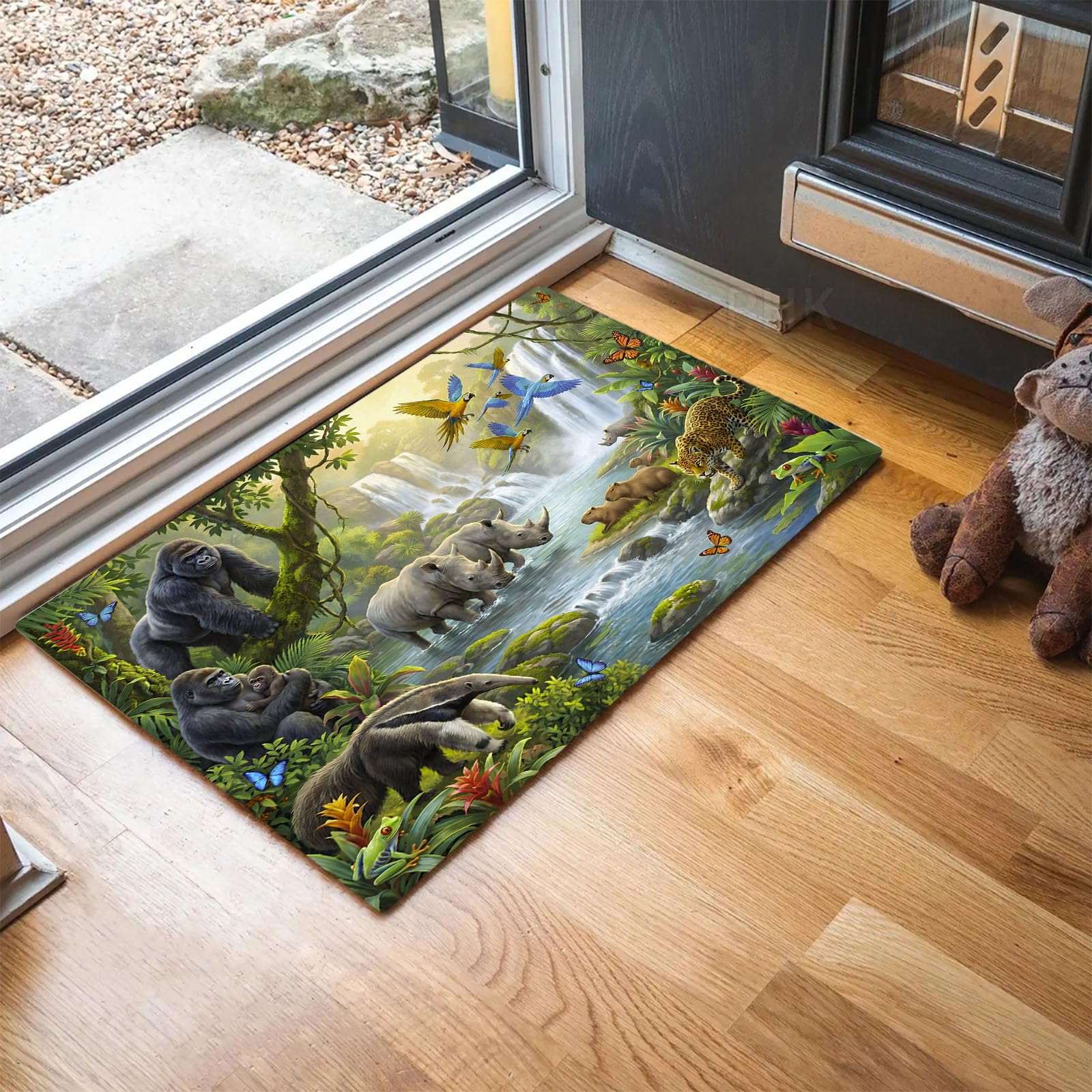 Tapis de porte 60x120 cm cascades forêt tropicale humide paillasson intérieur entrée lavable