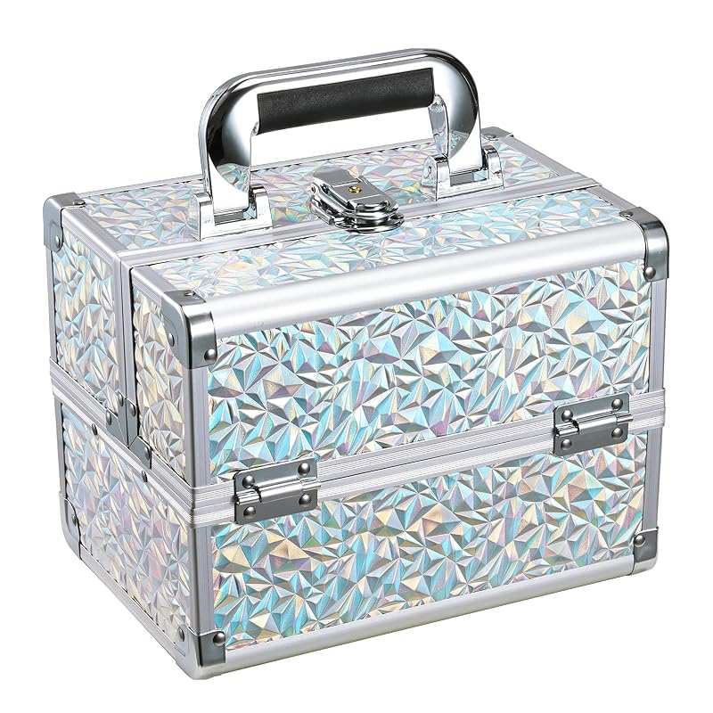 Maleta organizadora de maquiagem Joligrace M87 com espelho e estojo tipo train case