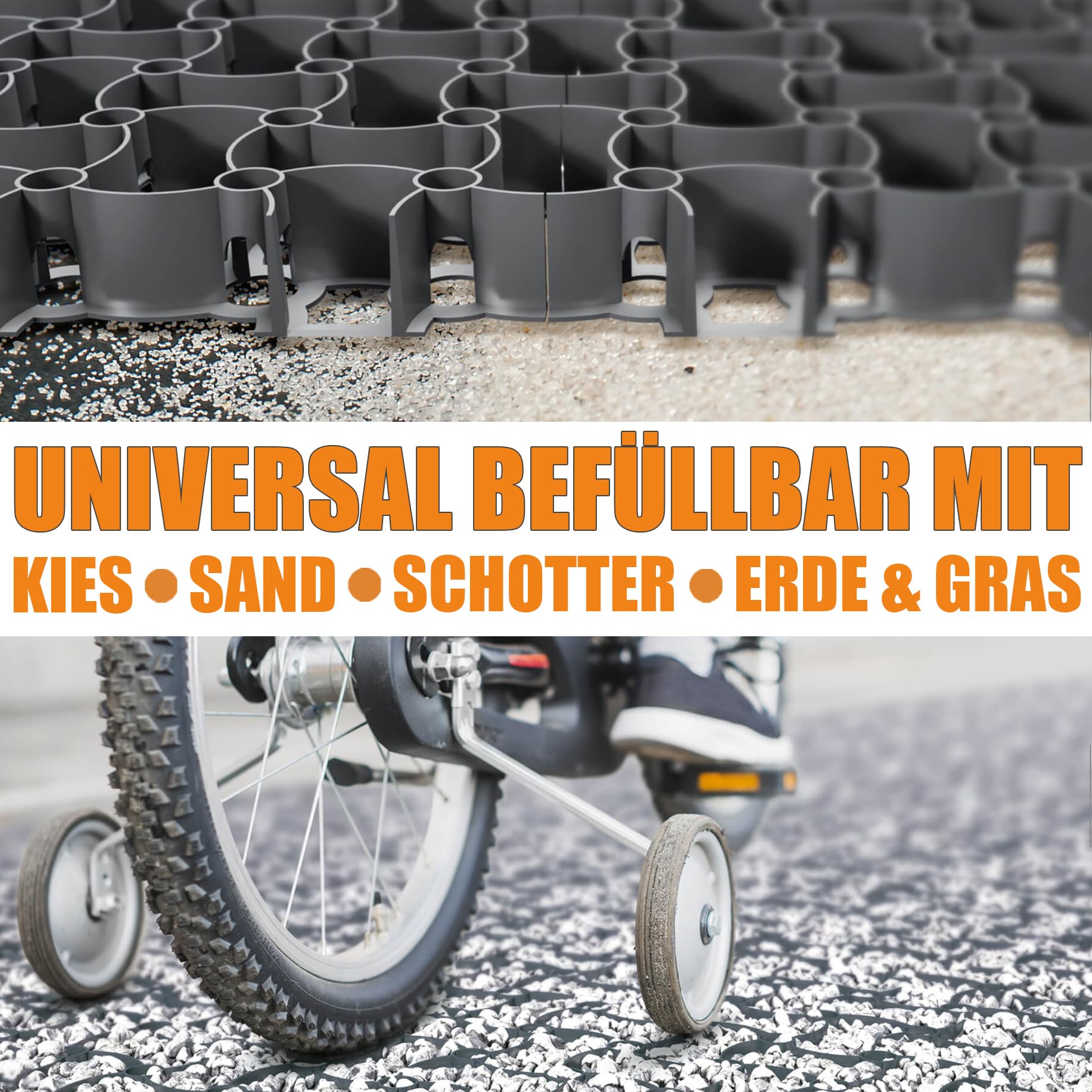 BigDean Rasengitter Kunststoff 100 Stück a 50 x 50 x 4 cm - 16 t/m² belastbar & befahrbar Paddockplatten in schwarz (25 m²)