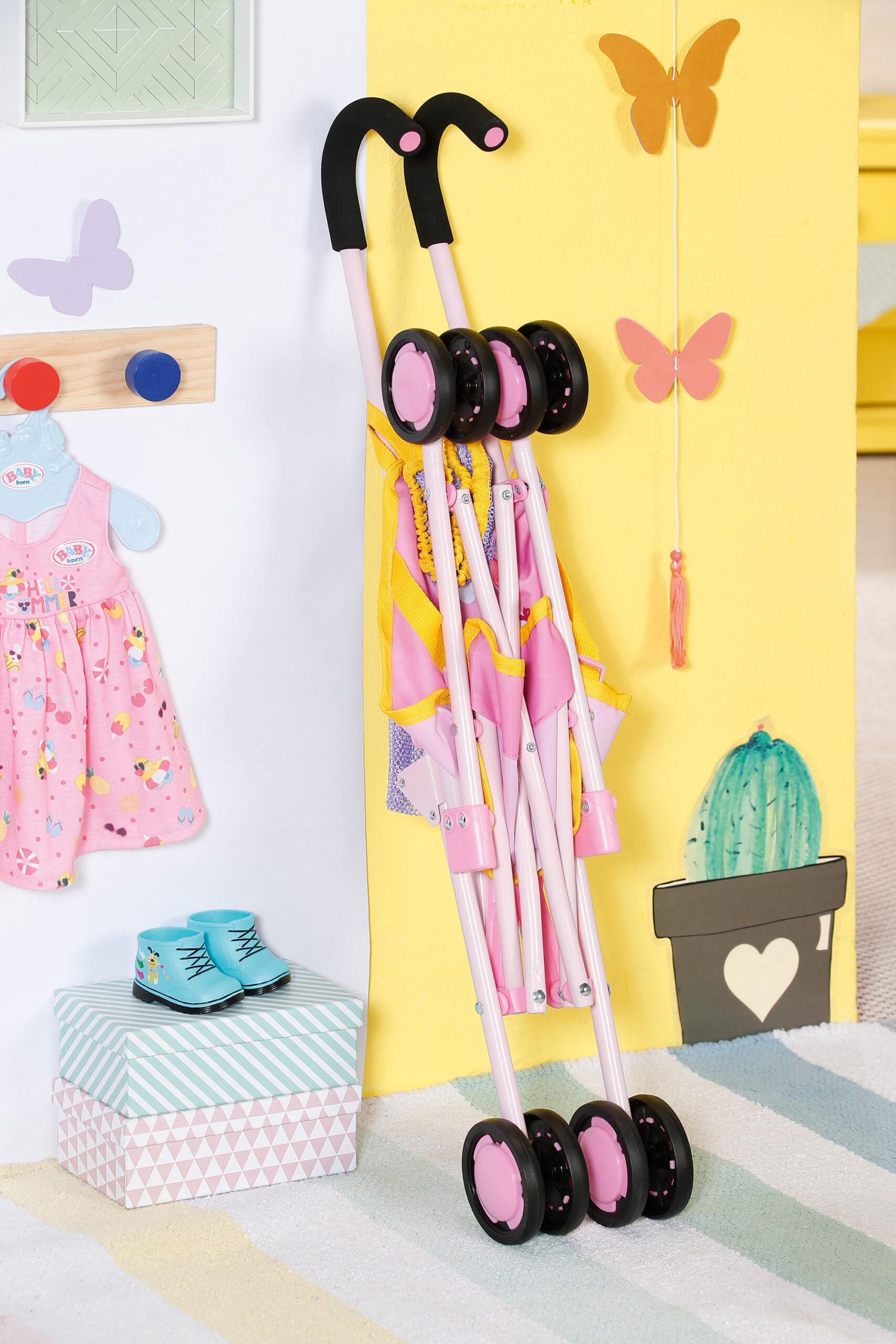 BABY born Carrito con Bolso para Muñecas de 43 cm, para Manos Pequeñas, Promueve la Empatía y Las Habilidades Sociales, para Niños a Partir de 3 años, con Bolso de Malla