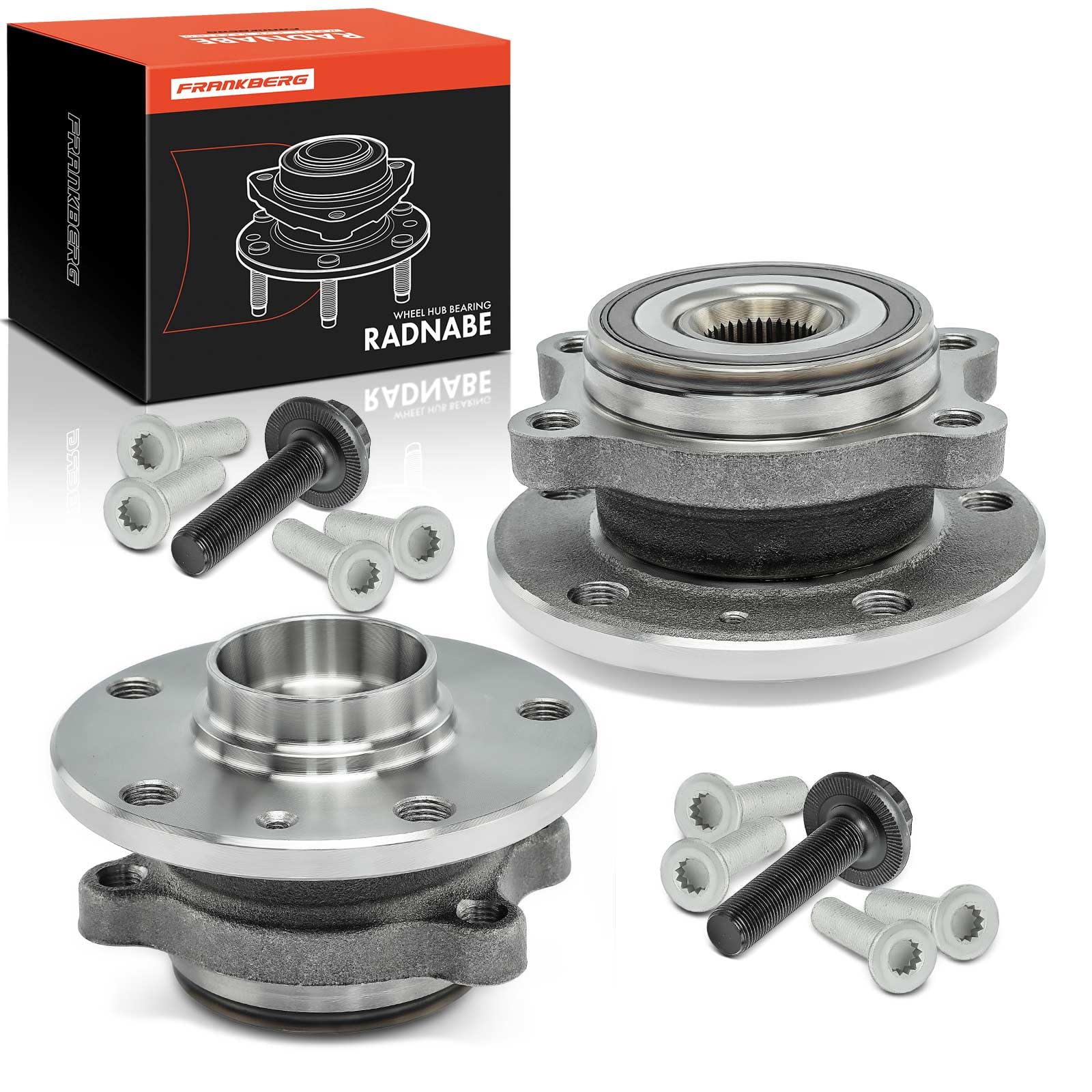 Frankberg 2x Radlager Radlagersatz 4 LOCH Vorderachse Flansch-Rad ⌀136,3 Mit ABS Magnetring Kompatibel mit Golf VI 5K1 Golf V 1K1 T.i.g.u.a.n AD1 AX1 Golf Plus 521 5M1 Replace# 5K0498621