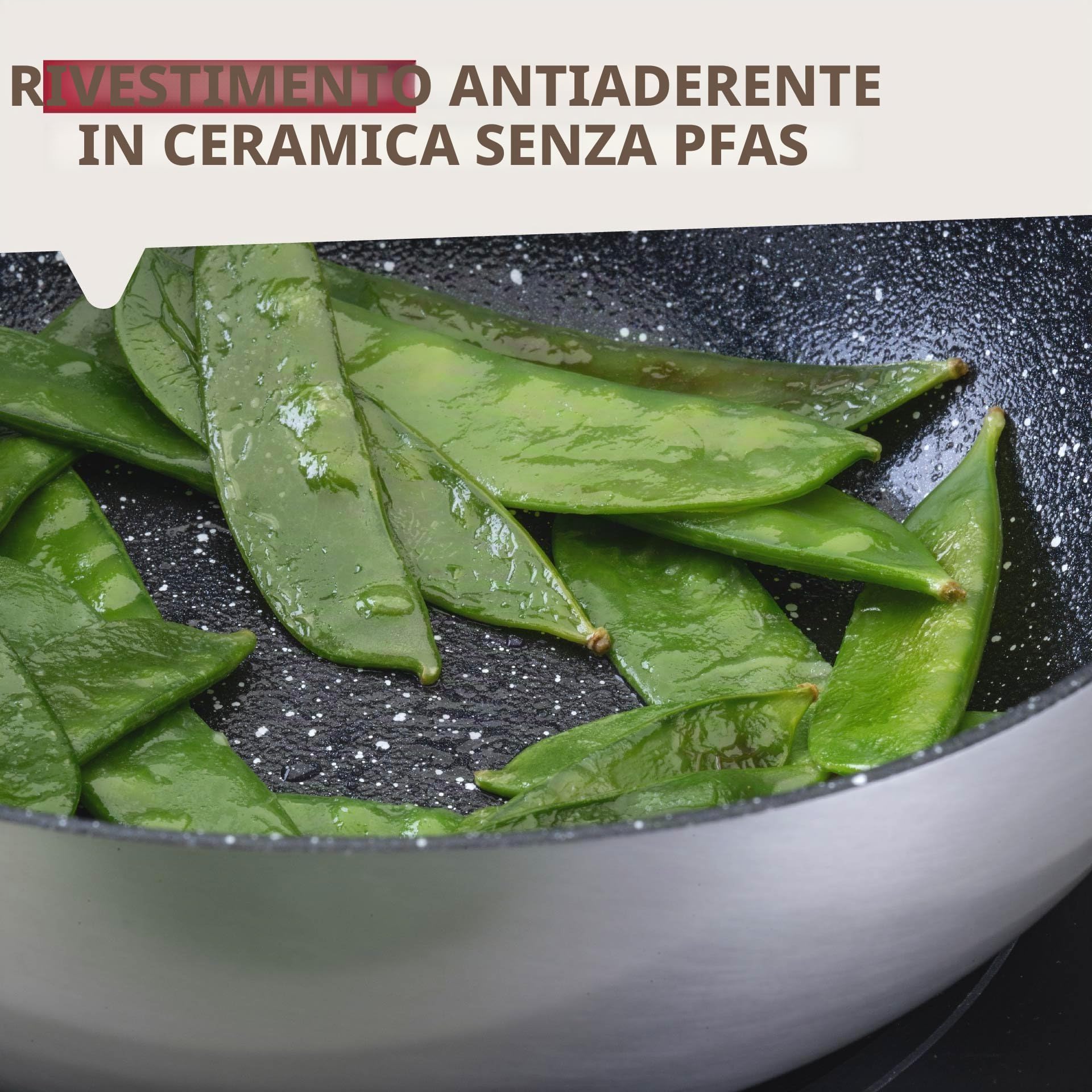 FACKELMANN Padella per wok Essential Crisp, Ø 20 cm, in alluminio riciclato con rivestimento antiaderente in ceramica, perfetta per pasta, verdure e riso
