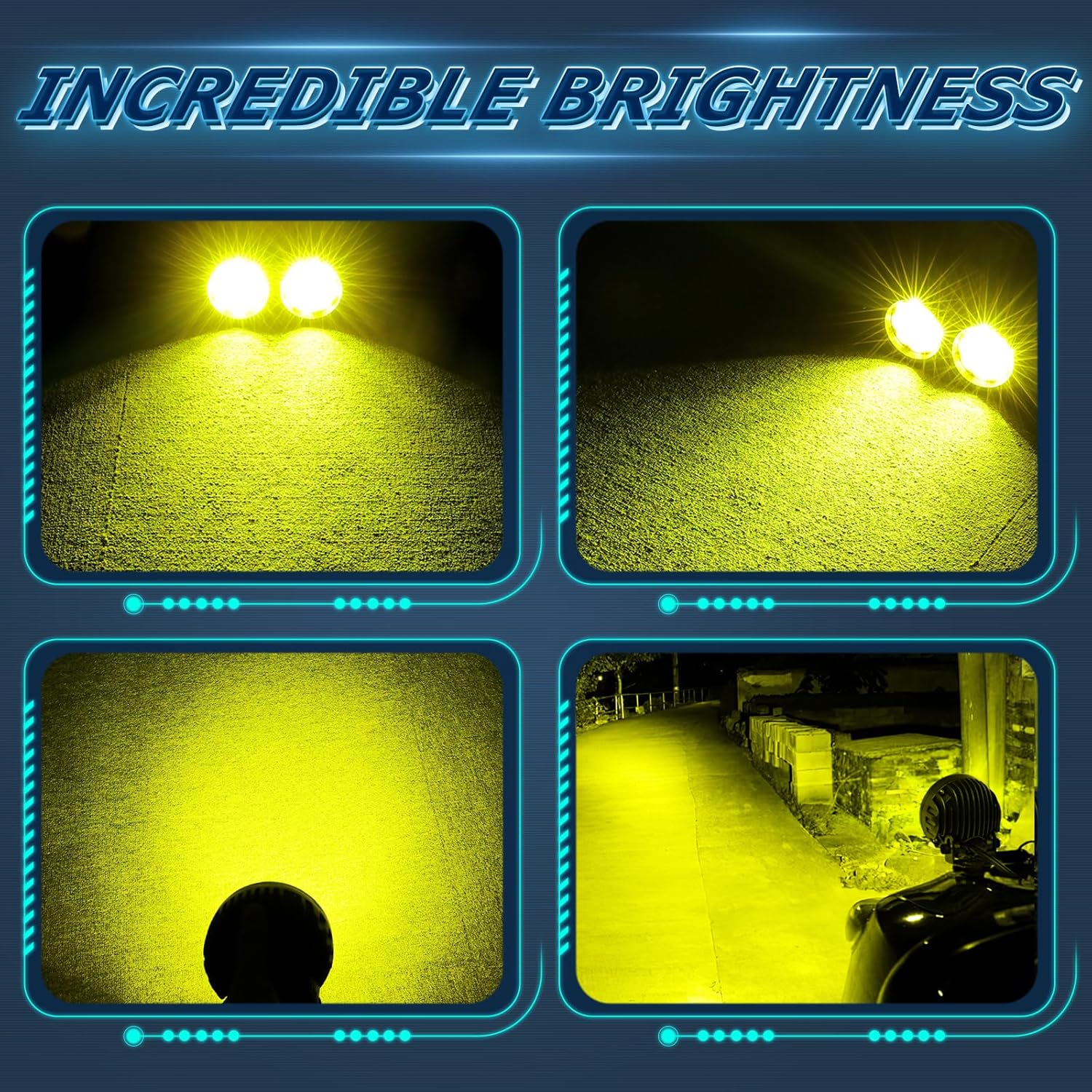 Round LED Pods Yellow, Niwaker 2PCS 54W 3 Inch Fog Lights Off Road Lighting Amber Driving Light Flood LED Light Pods Round Work Lights for Truck Pickup ATV UTV Motorcycle Tractor Boat