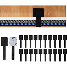 Under Desk Cable Management Holds Up to 1520 Cords, Enhanced Wire Holder, Adhesive Cable Clips, Home Office Essentials 20, Black, 3.54inch
