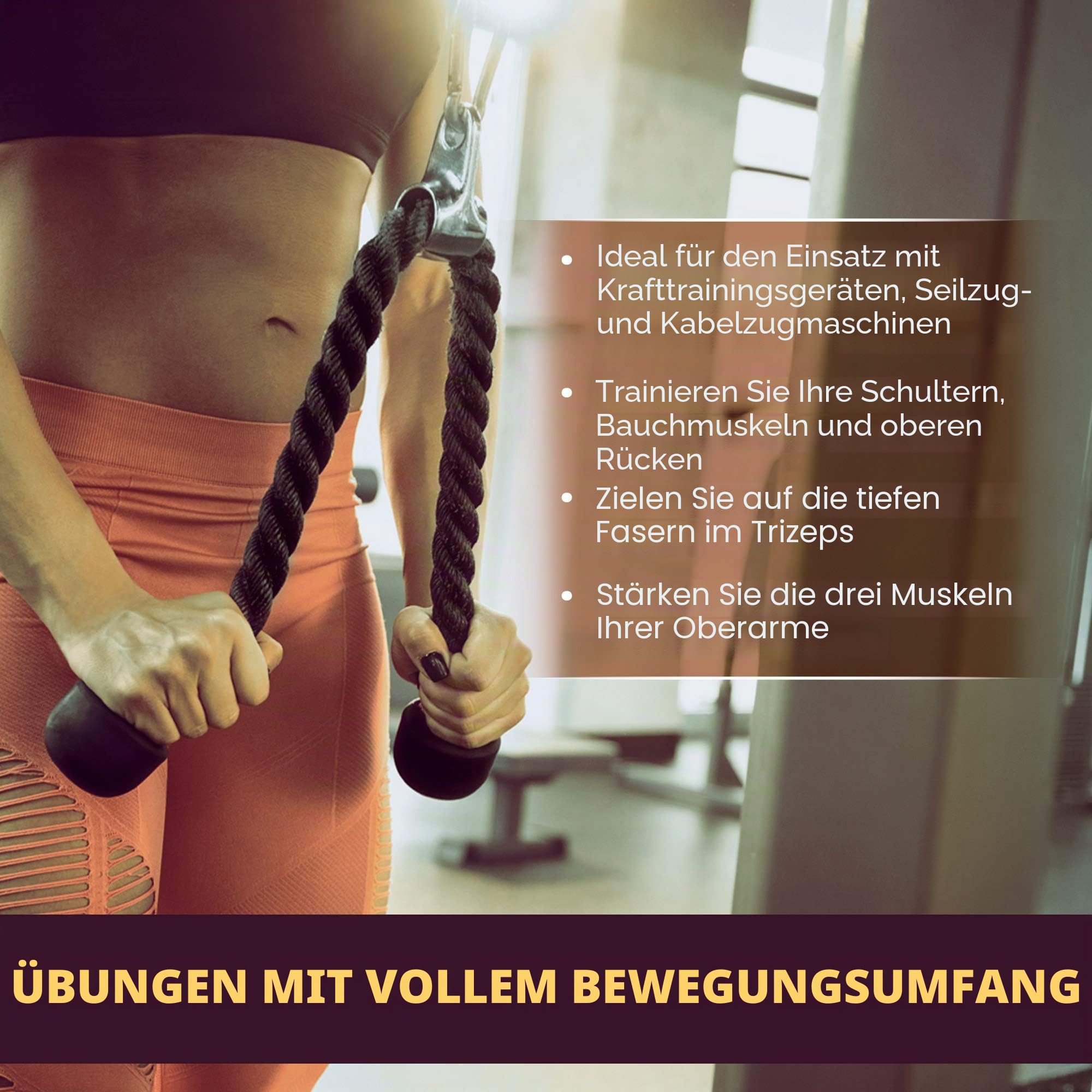 Yes4All Kabelbefestigung, Trizepssei, Gerade Rotierende Stange, V-förmige Stange, Doppel-D-Griff, Trainingshilfen Einhand Griff, Chrom Kraftstation, Kabelzugturm, unterstützt bis zu 400 kgs