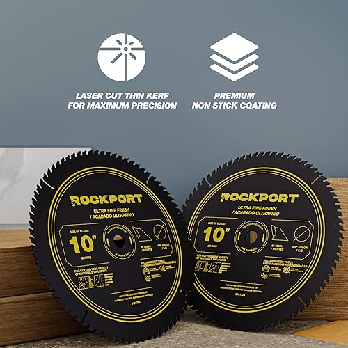 Miniatura 3 de ROCKPORT Hojas de sierra de mesa de 10 pulgadas, 80 dientes, (paquete de 1) hojas de sierra de mesa de 10 pulgadas y hojas de sierra de inglete de