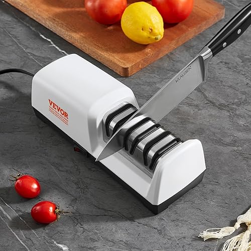 Miniatura 8 de VEVOR Afilador de cuchillos eléctrico, afilador de cuchillos de cocina profesional con abrasivos de diamante y guías de ángulo de precisión,