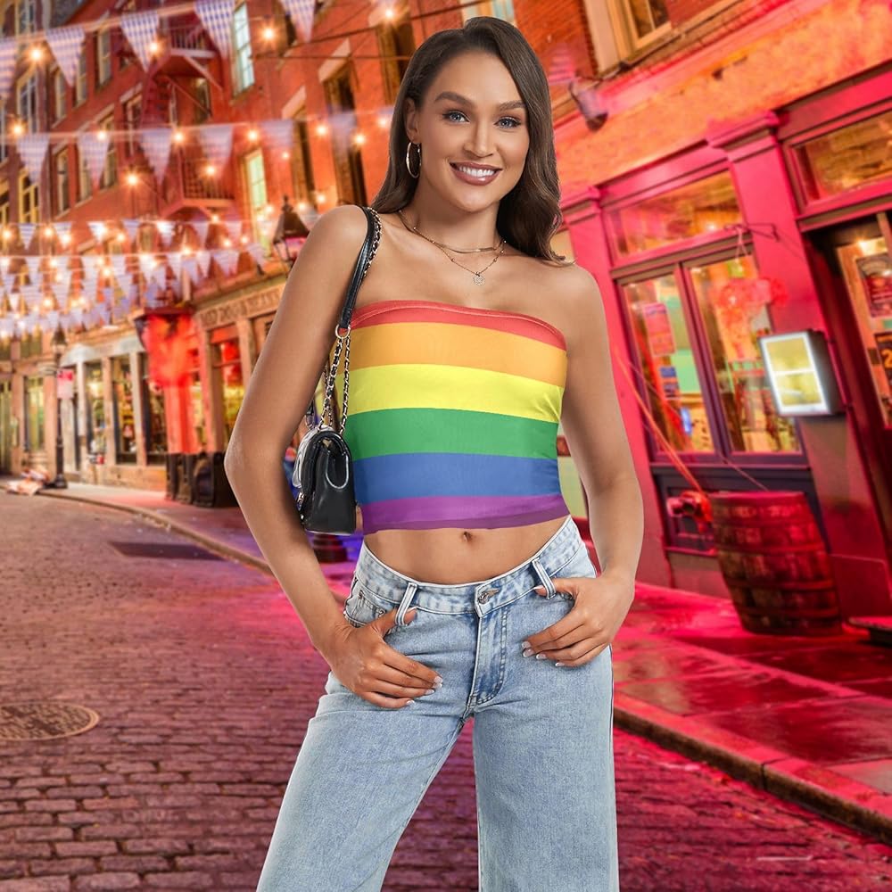 Gay Pride Flag LGBT Rainbow Flag Womens Tube Tops Crop Tops