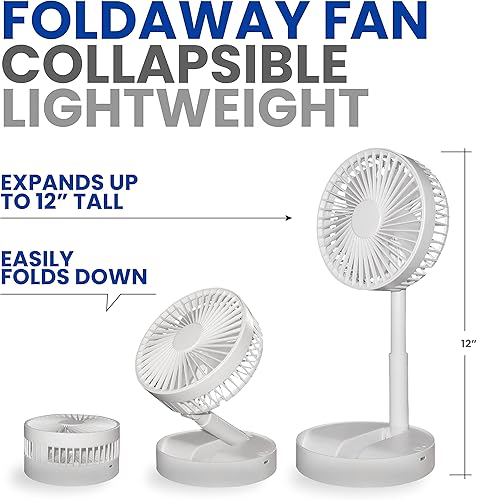 Miniatura 2 de Bell+Howell MY FOLDAWAY FAN - Ventilador plegable recargable, ultra ligero, portátil, compacto, extensible a 12 pulgadas de alto con 2 modos de