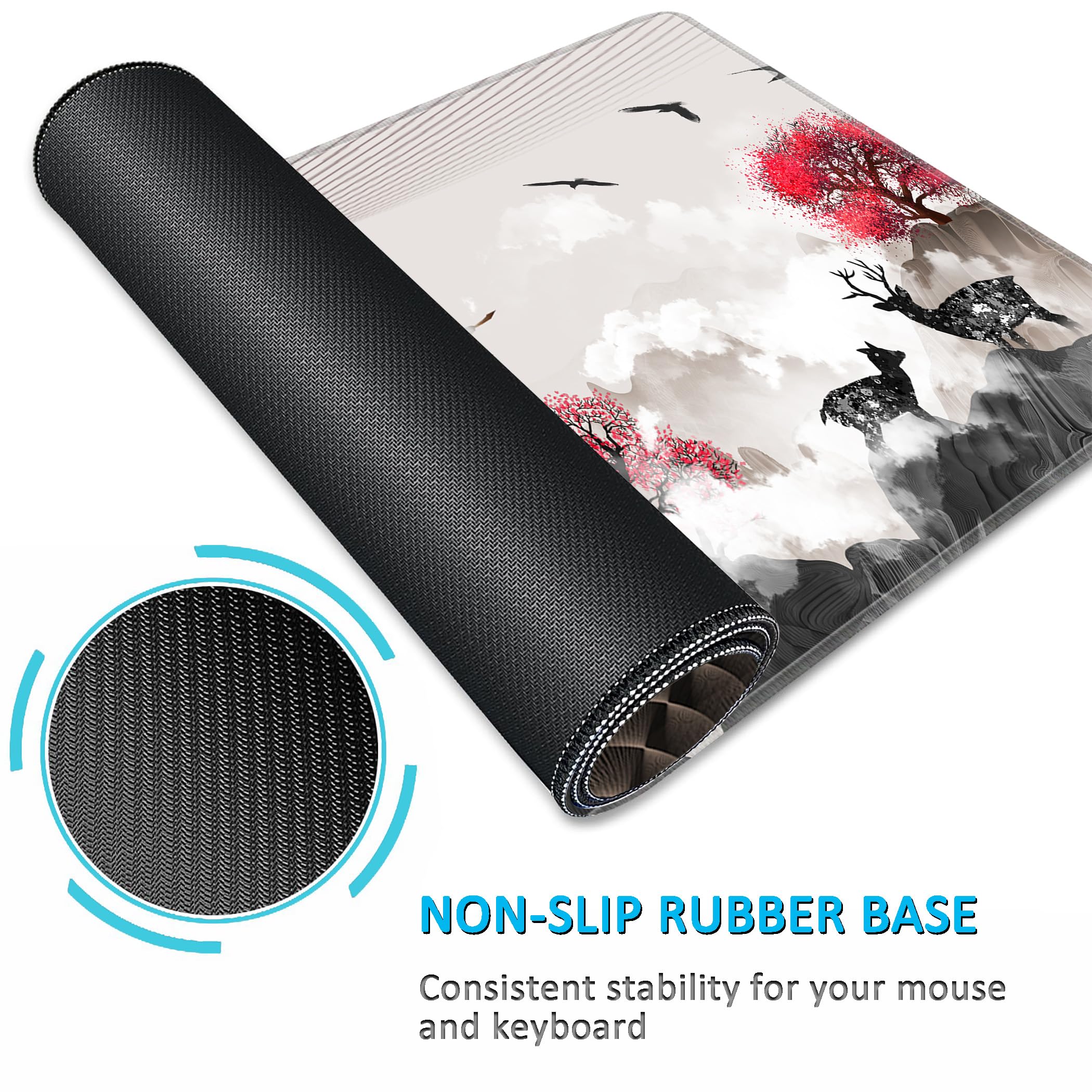 LL-COEUR Mousepad Grande Tappetino per Mouse da Gioco Naturale 1300x500x3mm Tappetino da Scrivania Esteso XXL Speed Gaming XXXL