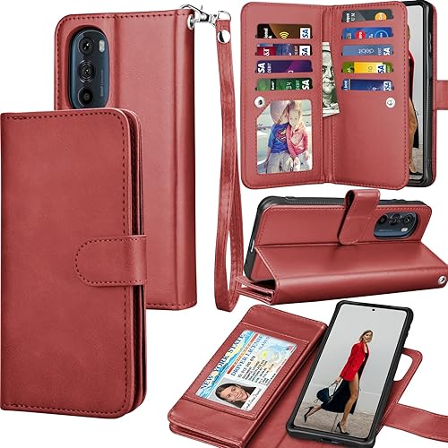 Tekcoo Funda tipo cartera para Motorola Edge+ 2022  Moto Edge Plus 5G UW 2022  Edge 30 Pro  X30  XT2201 Funda de piel sintética para tarjetas de