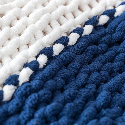 Miniatura 7 de iDIY - Paquete de 3 madejas de hilo grueso (72 yardas), hilo de felpilla esponjoso azul oscuro, perfecto para mantas suaves y de bebé, tejer con el