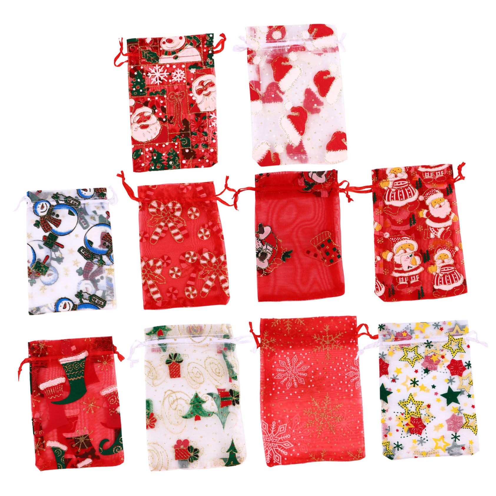 KOMBIUDA Sacchetti Natalizi Facili da Conservare e Trasportare 50 con Chiusura a Coulisse in Organza e Alberi di Natale Adatti per di Matrimonio per Regali di Natale