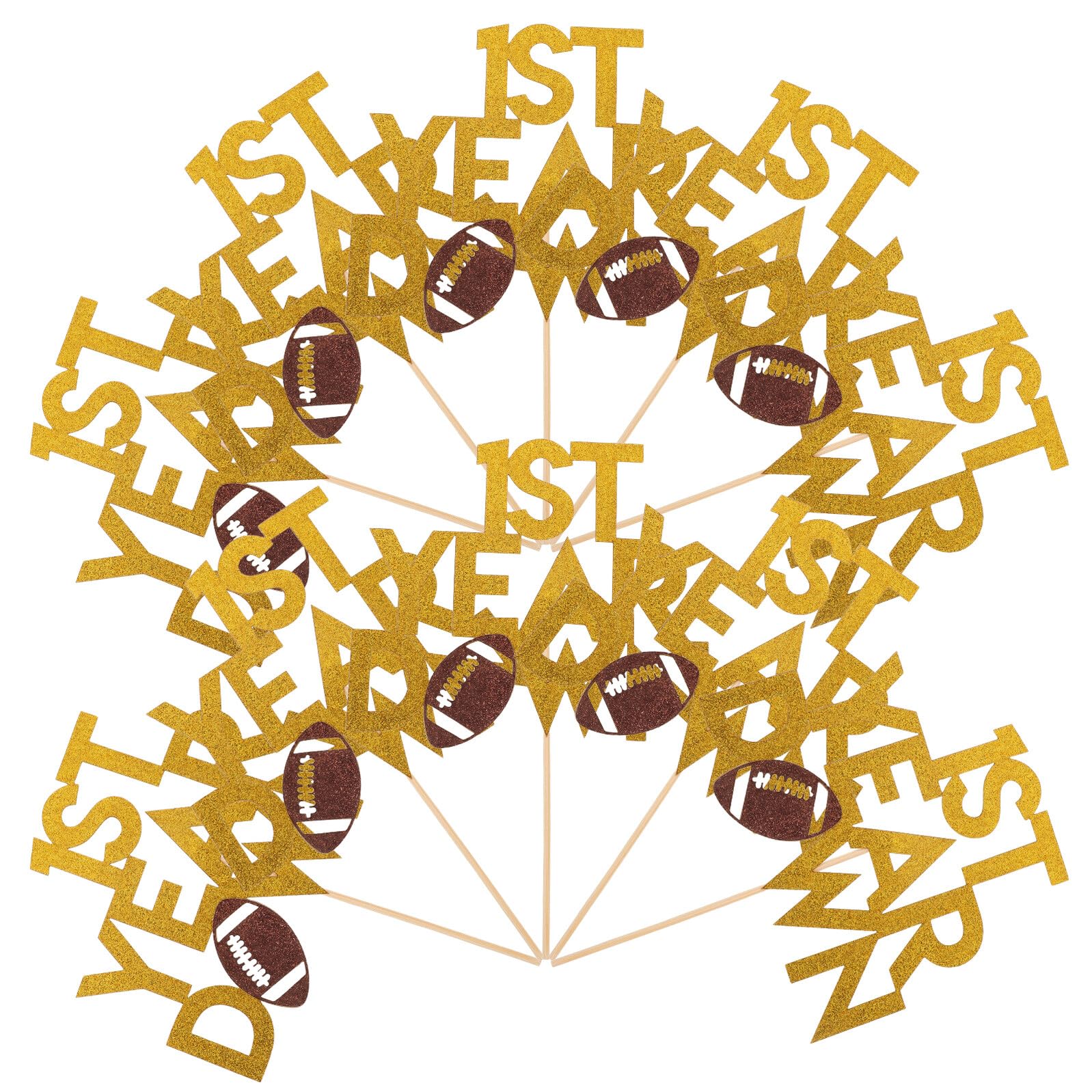 NOLITOY Adornos para Tartas Deportivas de Rugby 20 Piezas Set para Fiesta de Cumpleaños Temática de Fútbol Decoraciones para Cupcakes Forma de Pelota Colores Brillantes para