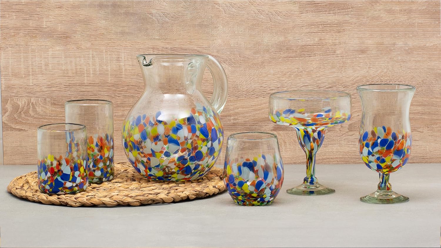 ストロベリーストリートサンルーカスメキシカングラス10個、ステムレスワイングラス、4個セット。