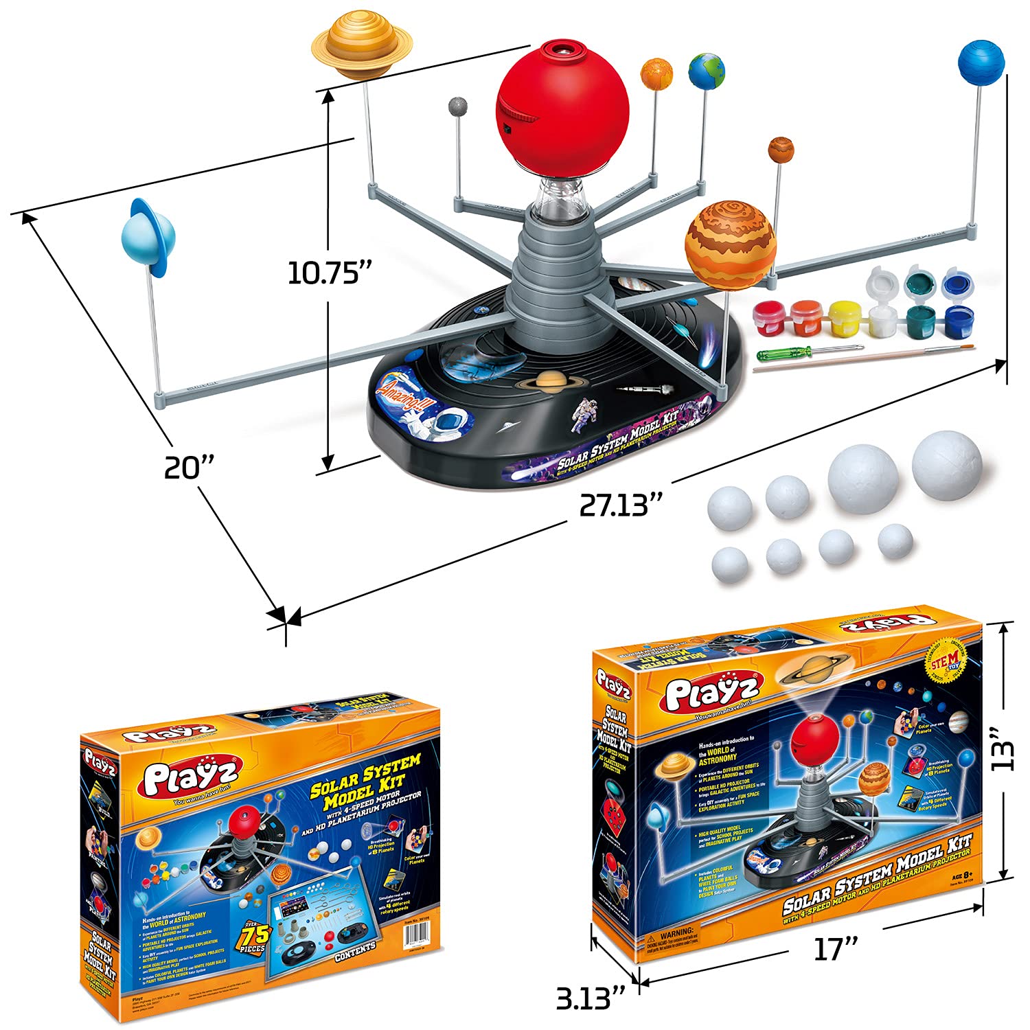 Buy Playz Large Solar System Model Kit with 4 Speed Motor, HD