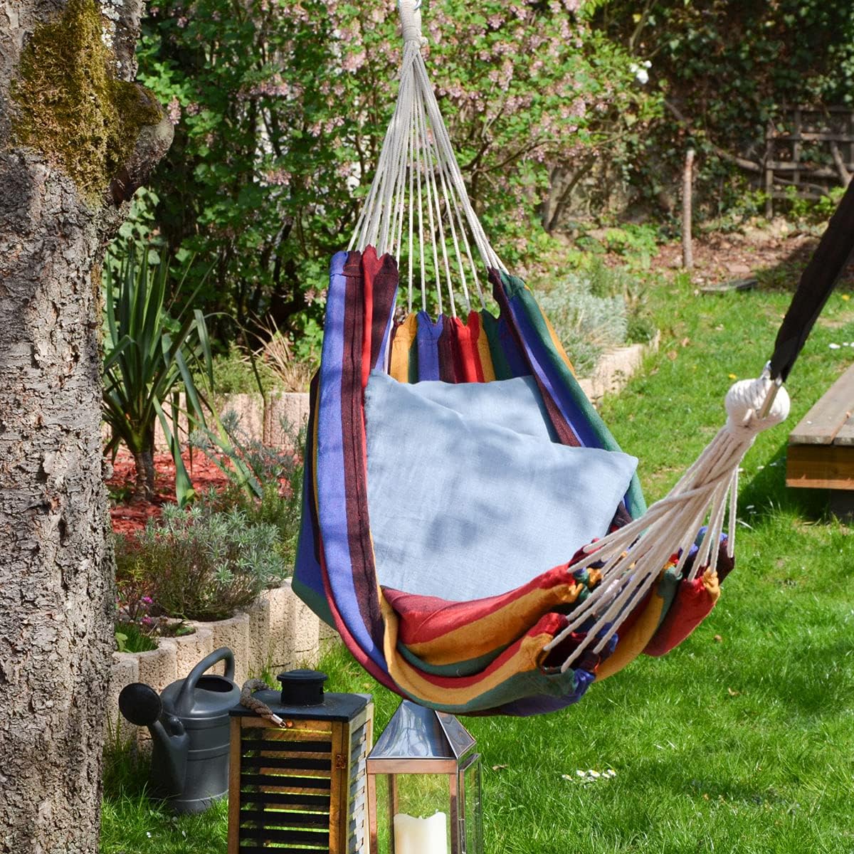 AMANKA Hamac en Coton XXL pour Deux Personnes - 400x160cm - Jusqu'à 150kg - Tissu de Détente pour Jardin Maison Plage Campagne Montagne - Accessoire de Repos Durable - Usage Extérieur Intérieur