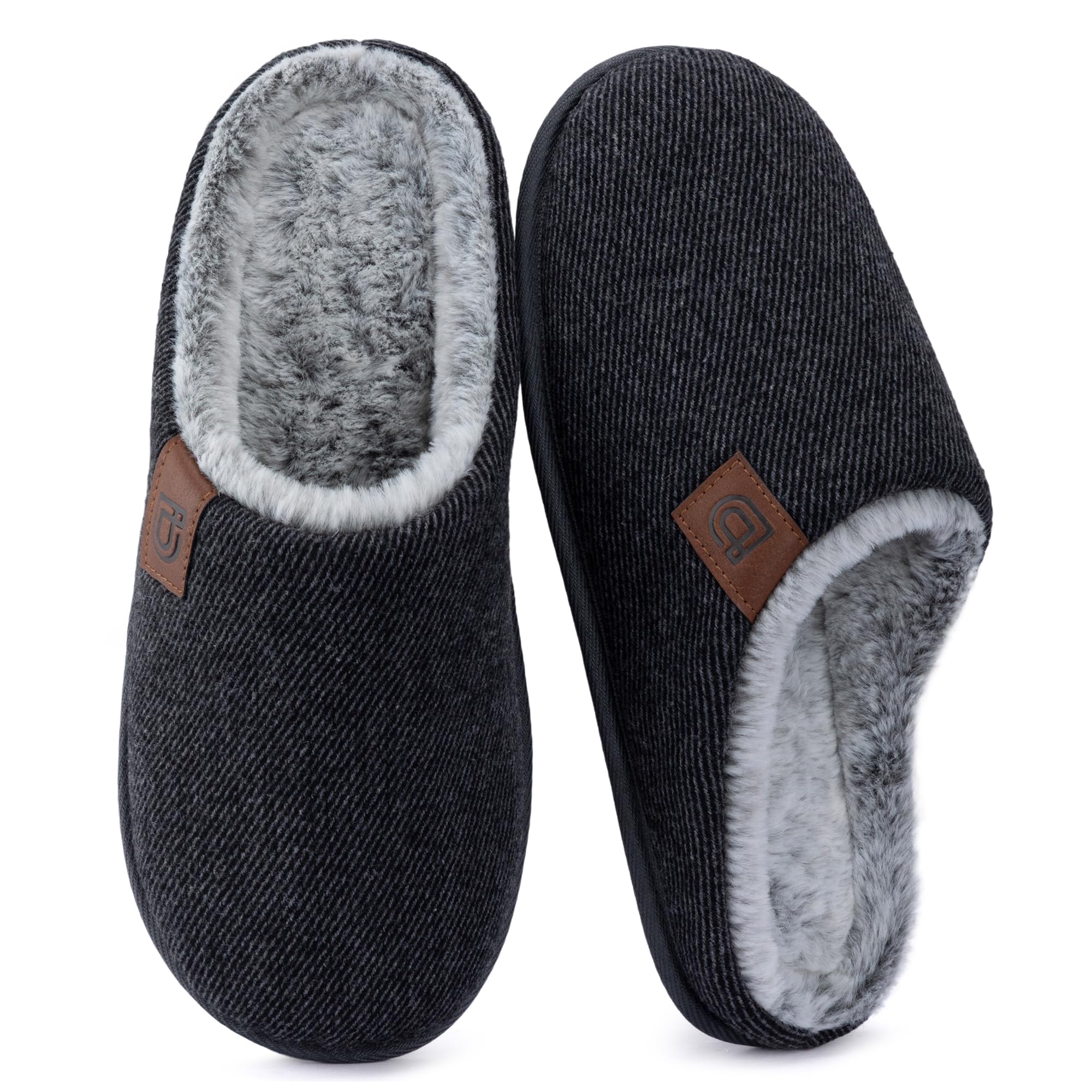 ULTRAIDEAS Mens Fuzzy Scuff Slippers Comfy Winter Warm Indoor House Shoes Fur Lined