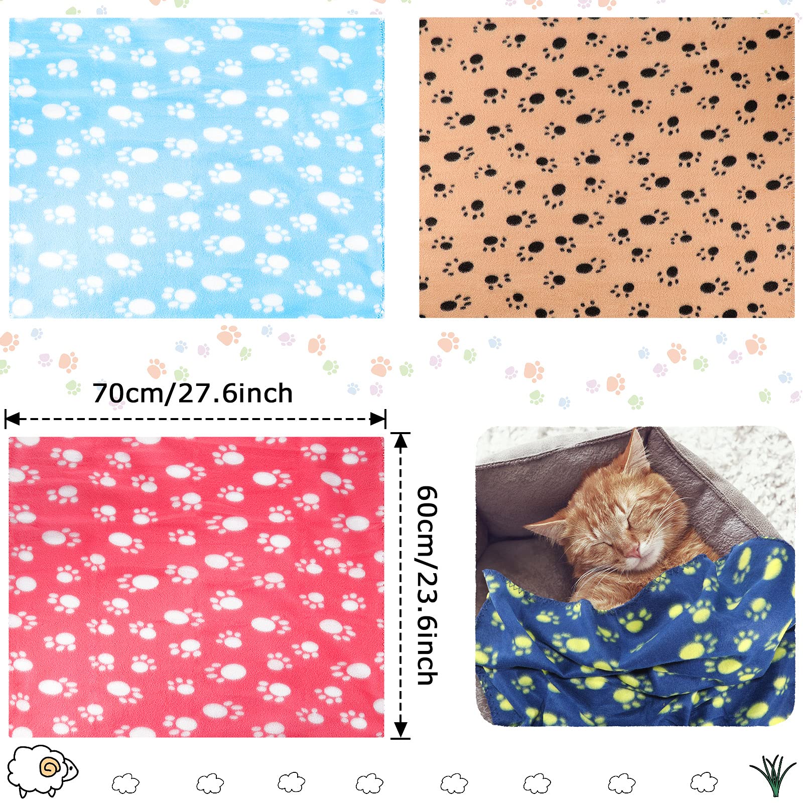 15 Pieces Puppy Kitten Blanket - Cute Dog Cat Bed Sleep Mat Pad Cover - Soft Printed Pet Blanket for Small Animals, 15 Colors (Paw Print Patterns) 1