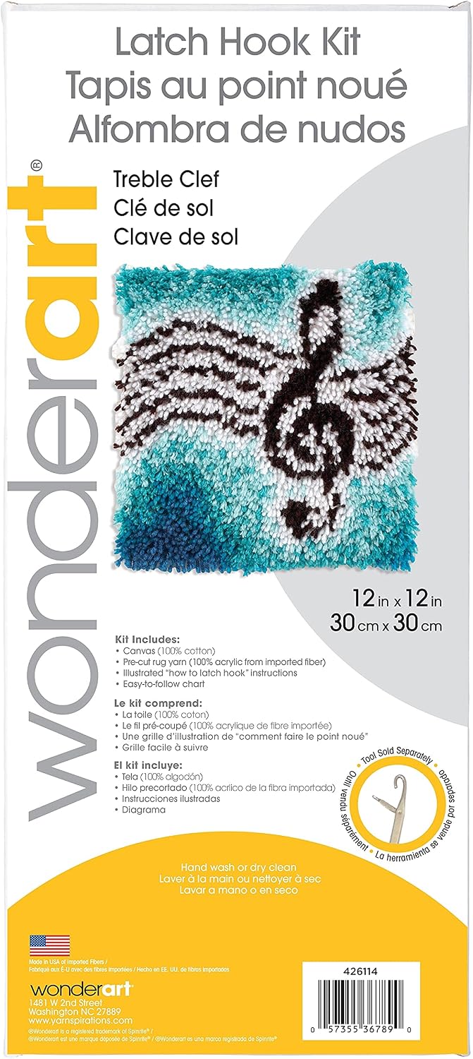Spinrite Wonderart Treble Clef Latch Hook Kit, 12" X 12" image 3