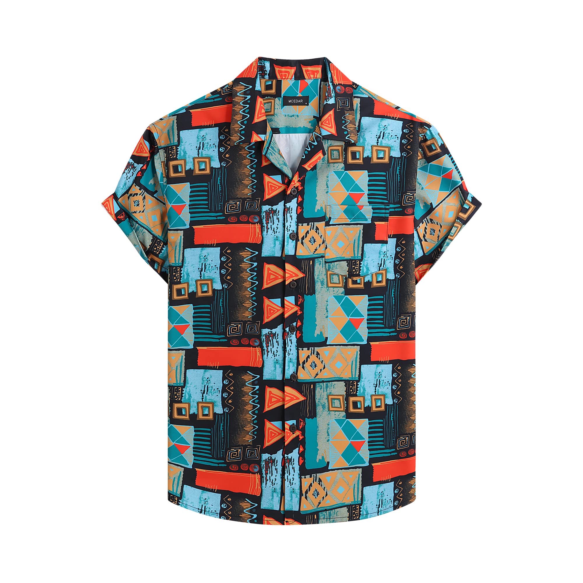 Mens Summer Casual Button-Down Shirts Short Sleeve Beach Vacation Vintage Shirts Loose Fit (Size S-5XL Big and Tall)
