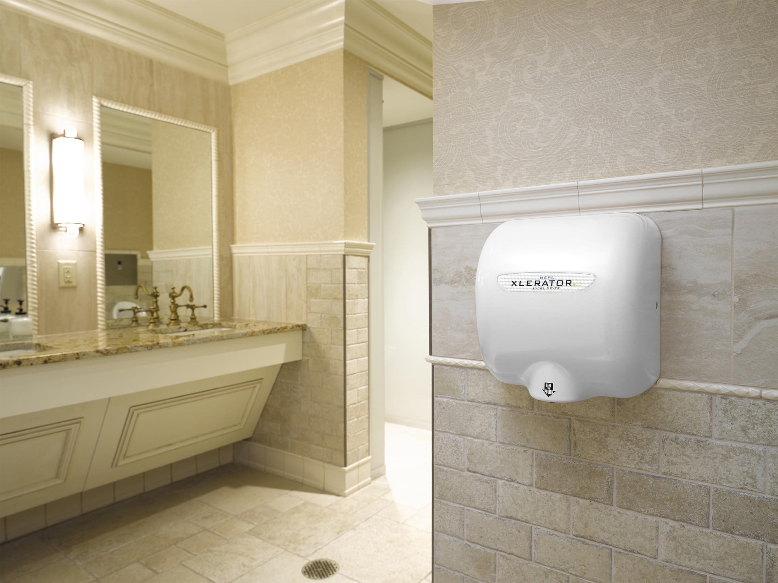 XLERATORECO Hand Dryer with Electrostatic HEPA (eHEPA) Filtration, High-Speed, Energy-Efficient, 110 Volts, XL-BW-ECO-H-110V