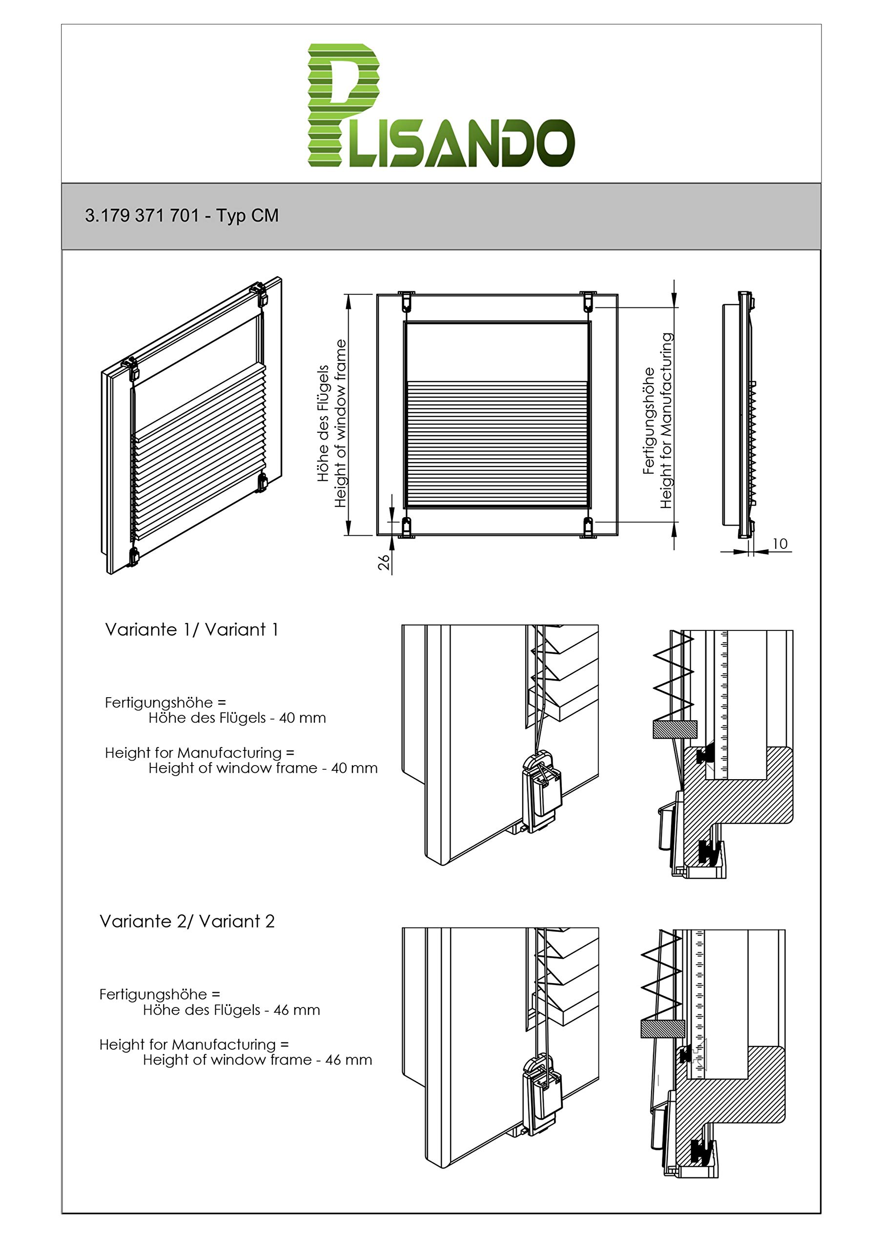 Plissee Pliseerollo mit Klemmträger Ohne Bohren Stoff Fensterrollo Klemmfix Faltrollo Jalousie Sonnenschutz Blickdicht 110x140 cm
