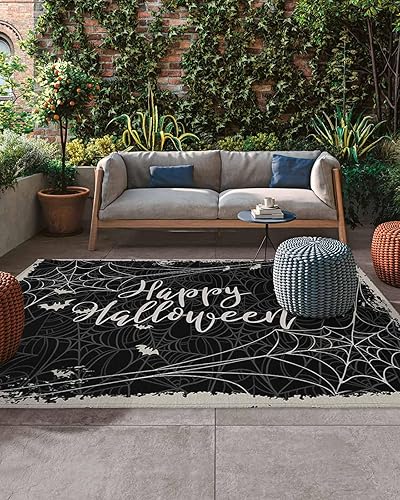 Halloween Outdoor Area Rug 4'x6',Patio Balcony Porch Front Door Camping Camper Deck Runner Rug,Washable Carpet Indoor Living RoomKitchen,Hallway