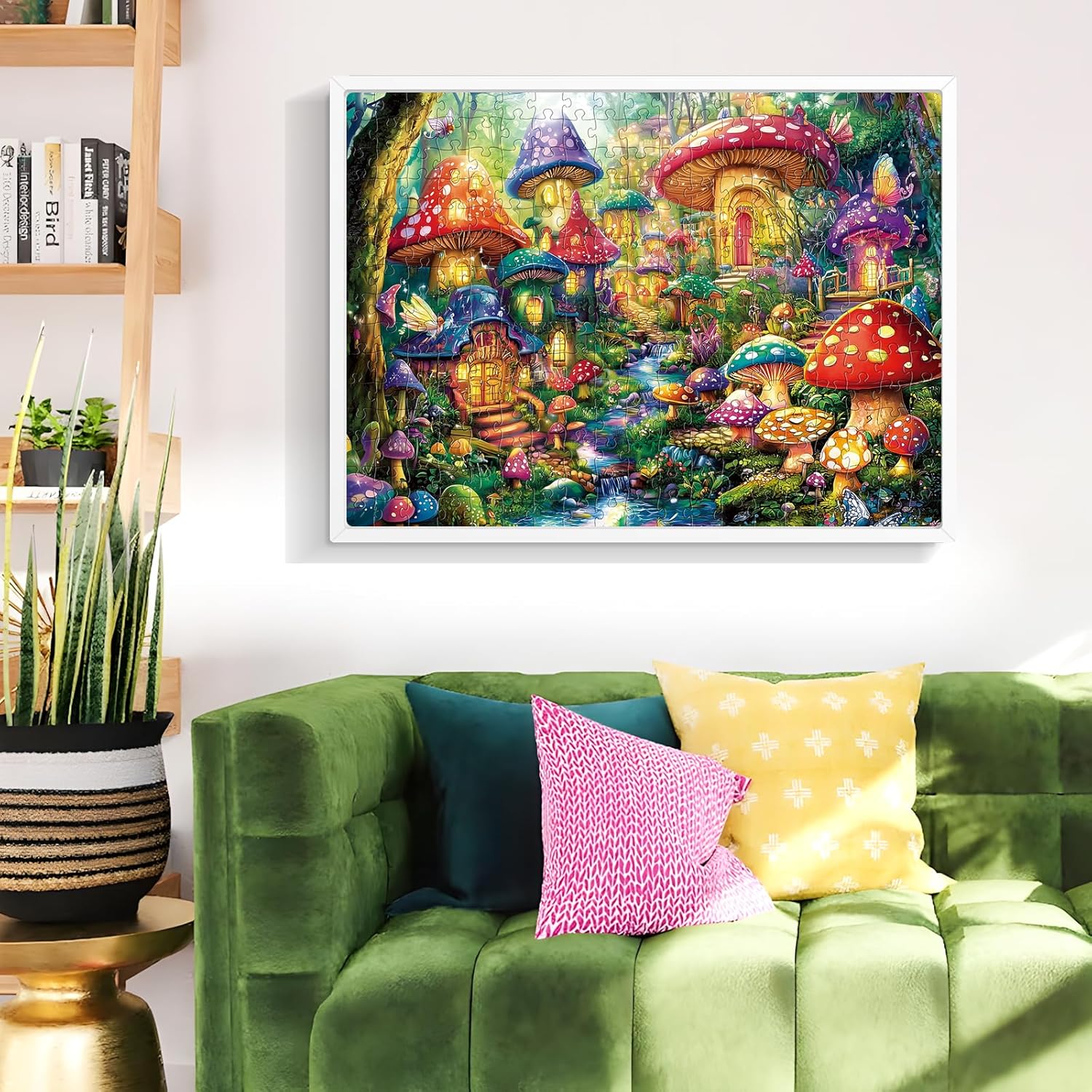 300 Piece Puzzles for Adults, Mystical Mushroom Fantasy Village Jigsaw Puzzle for Children Elderly, Large Piece Fun Fairy Puzzle for Kids Ages 8-10 10-12,Cool Puzzles,Family Game Great Gift 20.5*15in