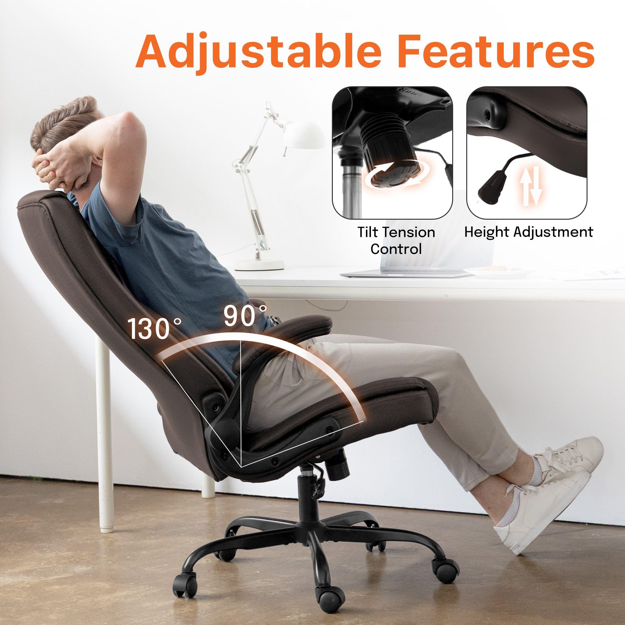 NEO CHAIR Ergonomic Office Desk Gaming Computer Chair Executive High Back Support Flip-up Arms Adjustable Height Swivel Rolling — view 7