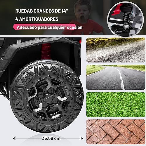 Miniatura 4 de ANPABO Juguetes de paseo de 24 V para niños grandes con control remoto, motores de 4 x 75 W, máximo 4.5 MPH, conmutable 4WD/2WD, 4 amortiguadores,