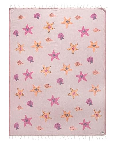 Sand Cloud Large Turkish Beach Towel - Sand Resistant - 100% Organic Turkish Cotton Yarn - Quick Dry Towel for Beach, Picnic, Blanket or Bath - As Seen on Shark Tank - Marine Life (Sea Star) - Large - Sea Shore