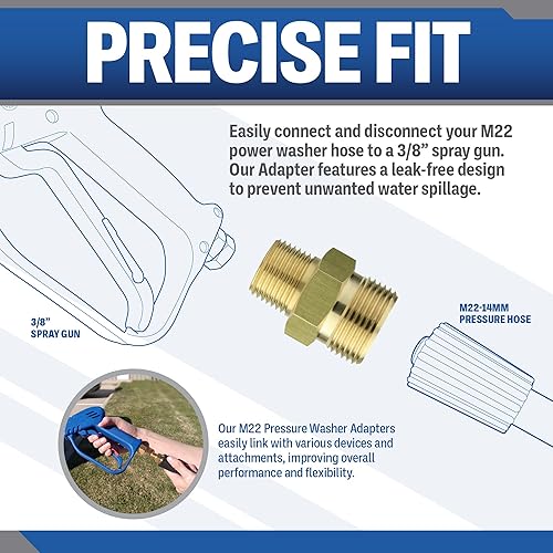 Miniatura 5 de ESSENTIAL WASHER Adaptador macho NPT de 38 pulgadas a M22 de 0.551 in macho  Acoplamiento de lavadora eléctrica  Adaptador de lavadora a presión