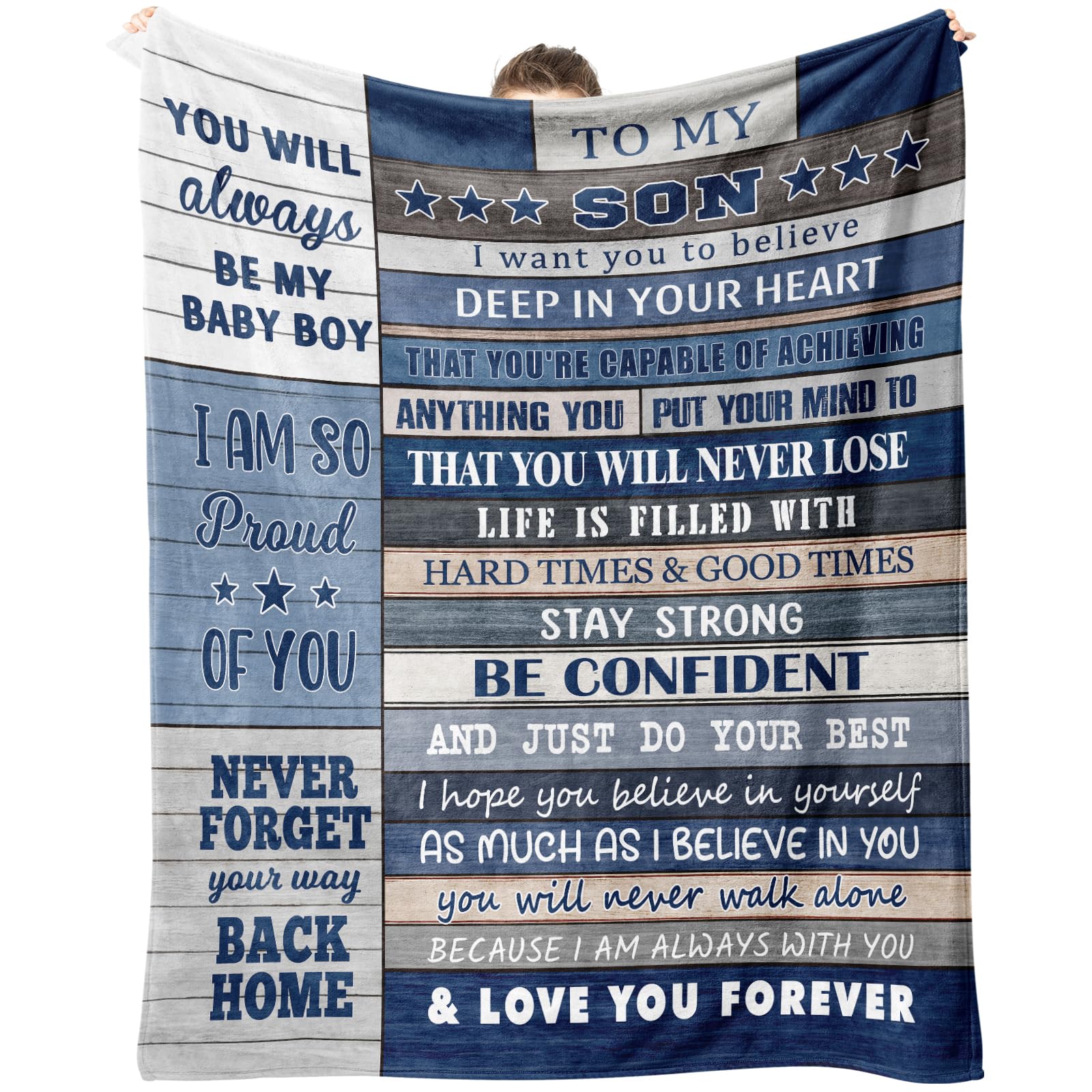 Dozon Son Gifts, Son Birthday Gifts, Son Blanket from Mum Dad, Gift for Sons Adult, Valentines Fathers Day Graduation Presents for Sons Blankets and Throws 150x130cm