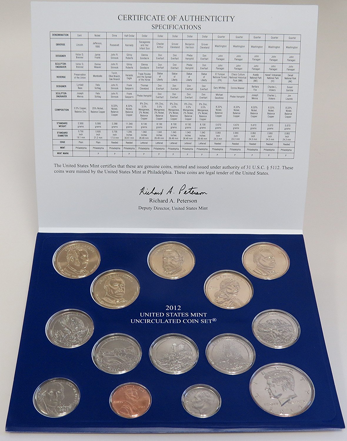 2012 P&D United States Mint Uncirculated Coin Set in Original Government Packaging Brilliant Uncirculated
