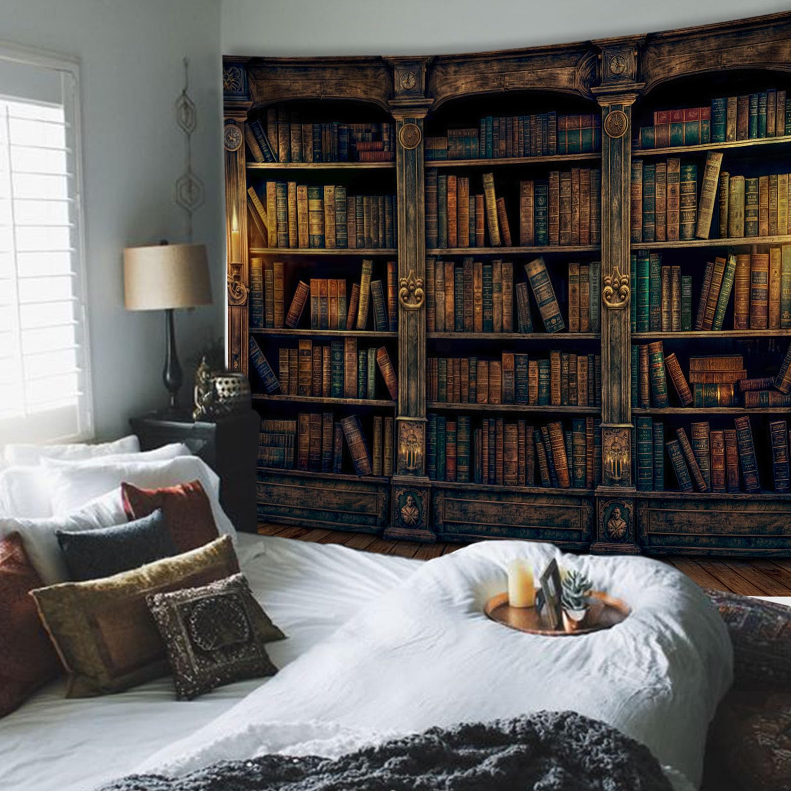 Arazzo Da Parete Vintage Libreria Per Camera Da Letto - 228x177 Cm In Poliestere Con Accessori - 2