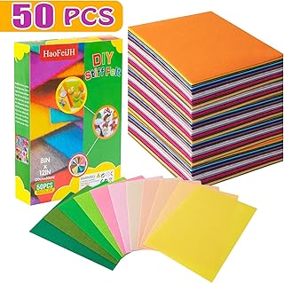 Sponsored Ad - HaofeiJH 50Pcs 1mm Stiff Felt 8 * 12inch Fabric Sheet Assorted Color Felt Pack DIY Craft Sewing Non-Woven F...
