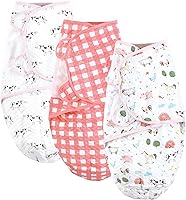 Hudson Baby 3-Pack Quilted Cotton Swaddle Wraps Newborn Girls Farm Animals Print 0-3 Months