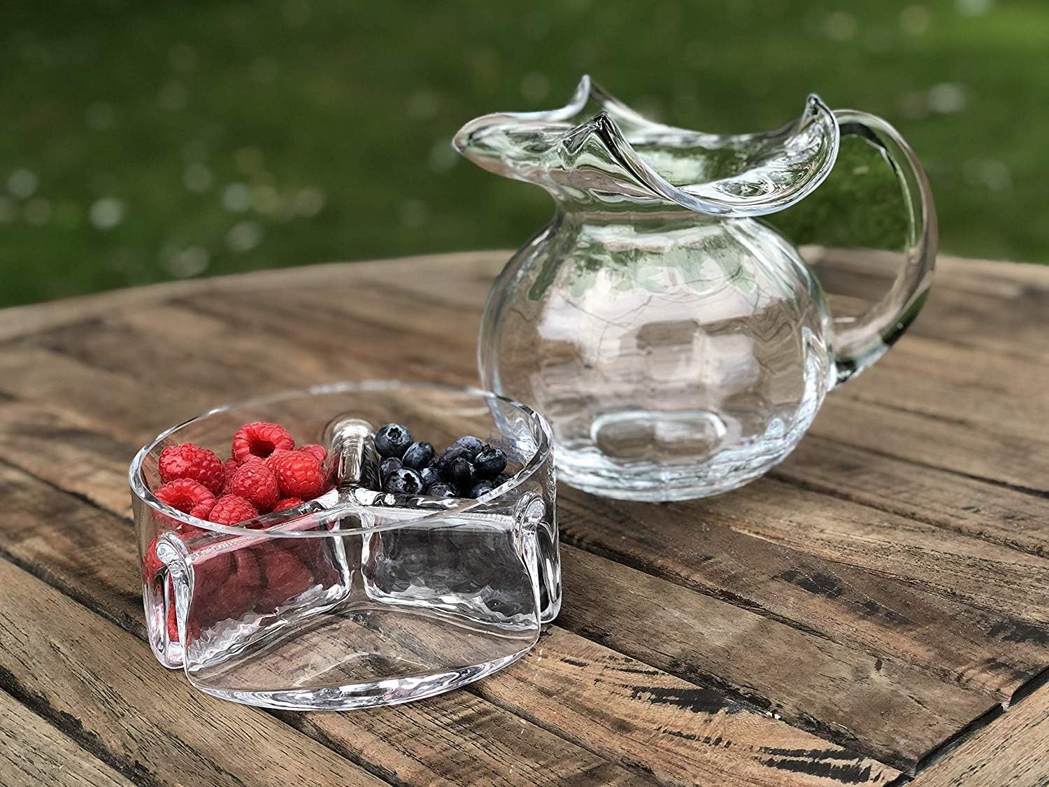 Badash Trista Crystal Serving Dish - 3-Section Round Glass Server for Fruit, Candy, Dips, Snacks - Fine European Mouth-Blown Lead-Free Crystal Badash Trista Crystal Serving Dish - 3-Section Round Glass Server for Fruit, Candy, Dips, Snacks - Fine European Mouth-Blown Lead-Free Crystal