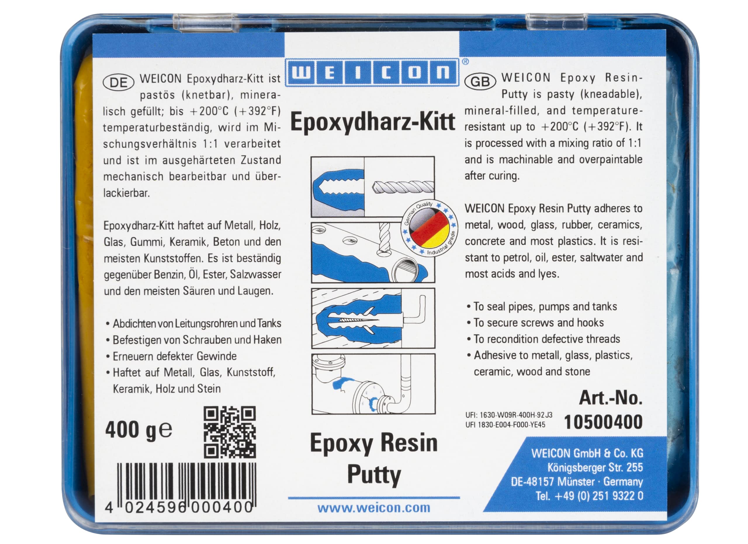 WEICON Epoxidharz-Kitt, grün, 400 g
