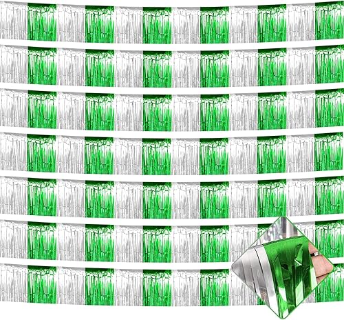 Paquete de 10 guirnaldas de flecos metálicos de oropel de 10 pies para colgar en la pared, telón de fondo para flotadores de desfile, despedida de