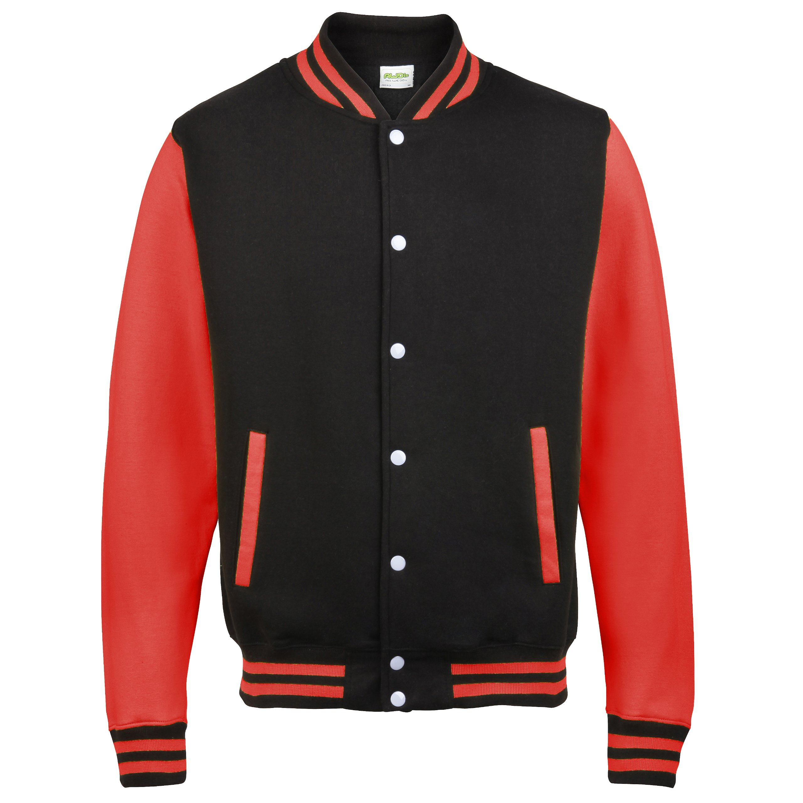 Mazclothing Jet Black/ Fire Red Awdis Varsity Jacket Jh043 (S, )