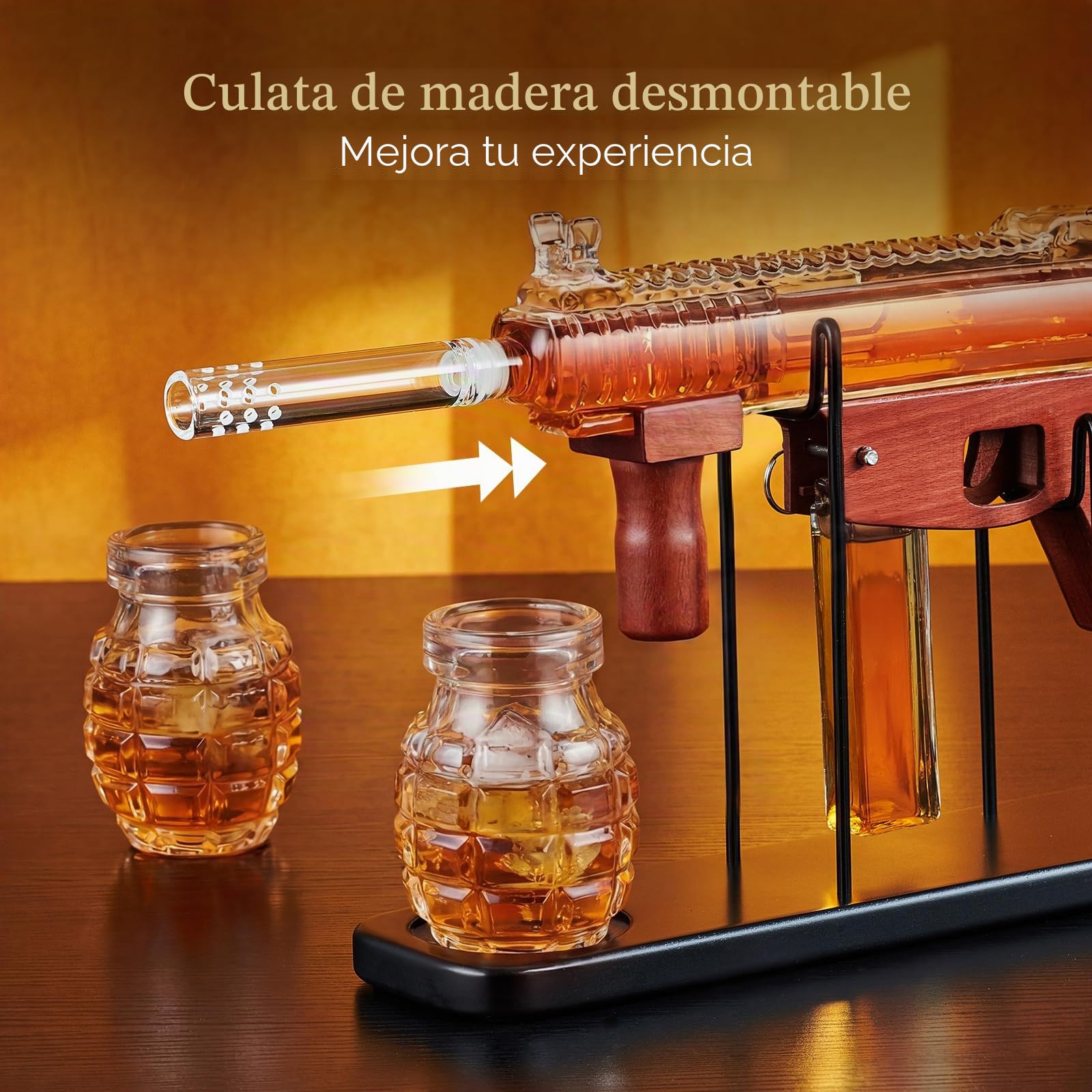 Regalos para hombres Papá, Kollea Whisky decantador set-Edición Limitada, licor decantador con bala vaso de chupito, gran regalo de cumpleaños para él-marido, regalo militar para el bar de casa