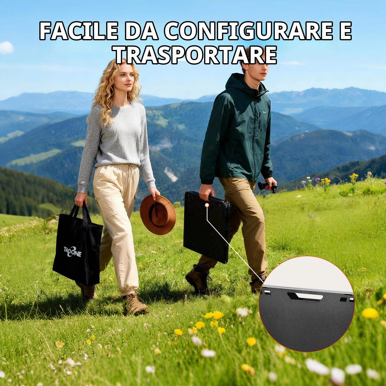 Tavolo da Campeggio Pieghevole, Tavolo da Campeggio Basso con Borsa, Compatto per Giardino, Viaggi e BBQ, Metallo Nero