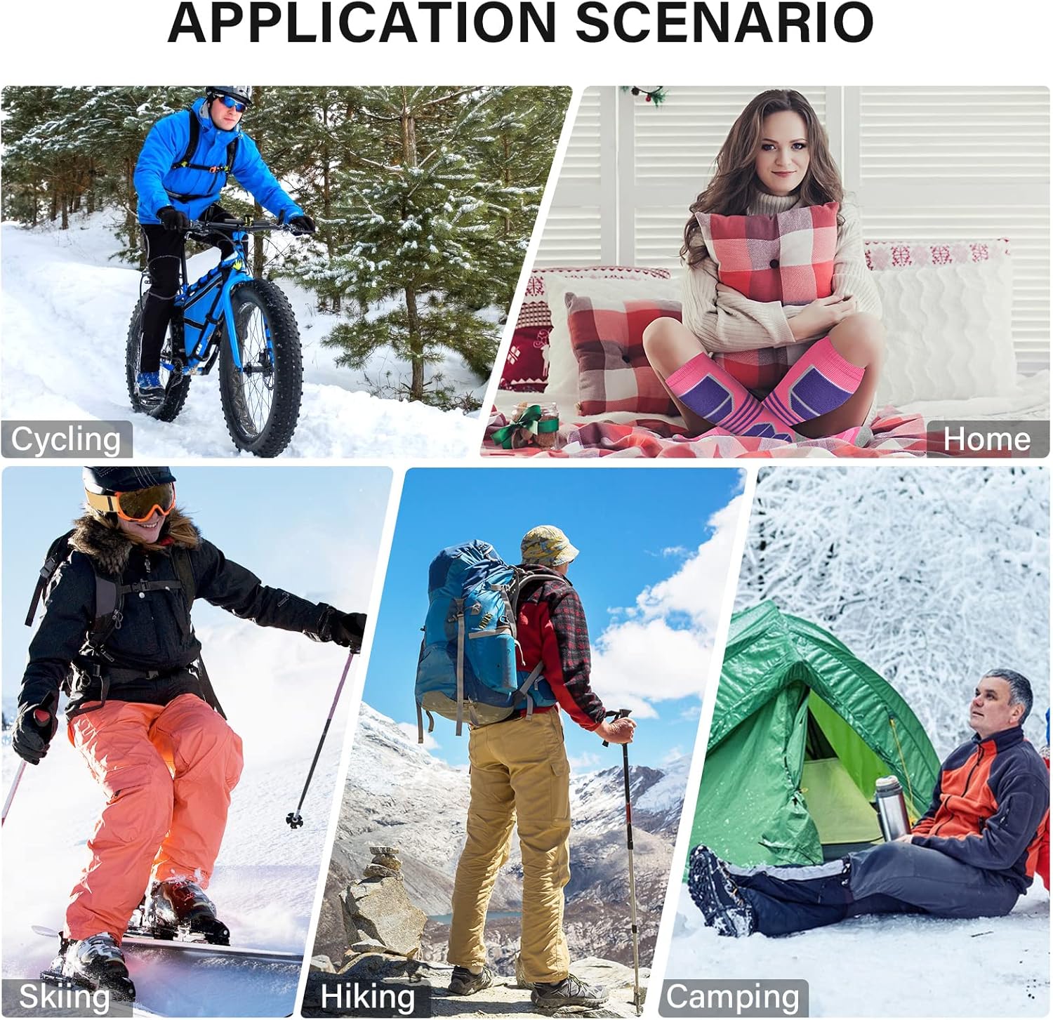 COOVAN Ski Socks Mens Womens 2 Packs Warm Winter Thermal Socks for Snow Snowboarding Knee High Compression Socks - Image 4