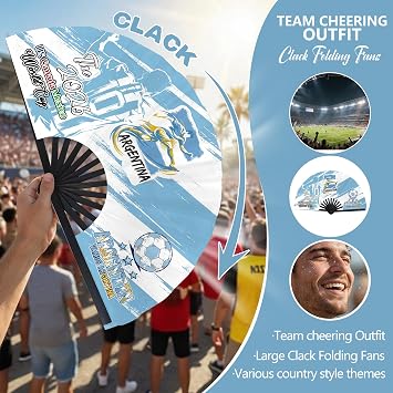 2026 World Soccer Cup Folding Fans Soccer Game Day Essentials for Stadium Chants, Party Favors, Gifts & Accessories, Argentina Jersey Outfit for Women Men One Size