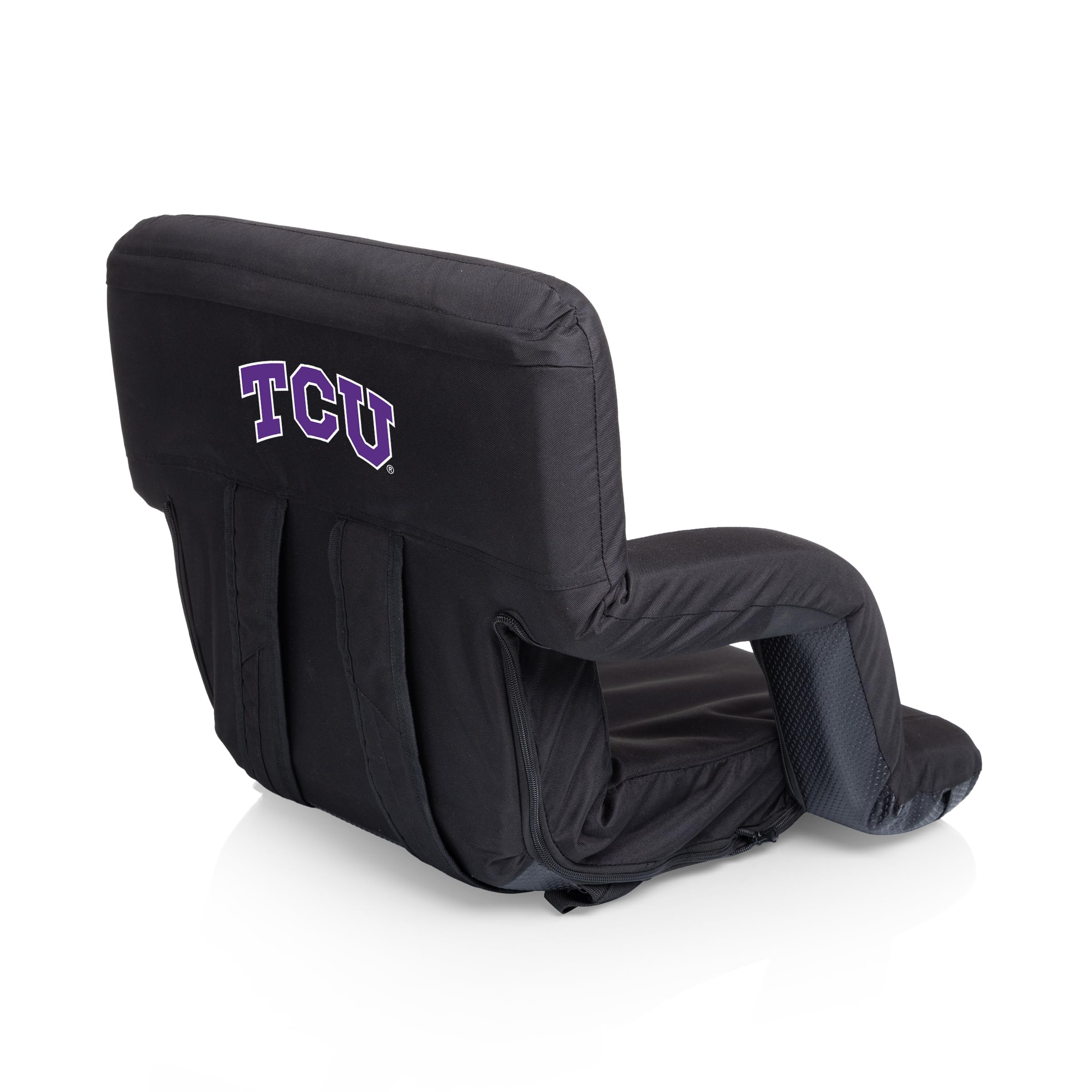 PICNIC TIME NCAA TCU Horned Frogs Ventura Reclining Stadium Seat with Back Support - Bleacher Seat - Beach Floor Chair