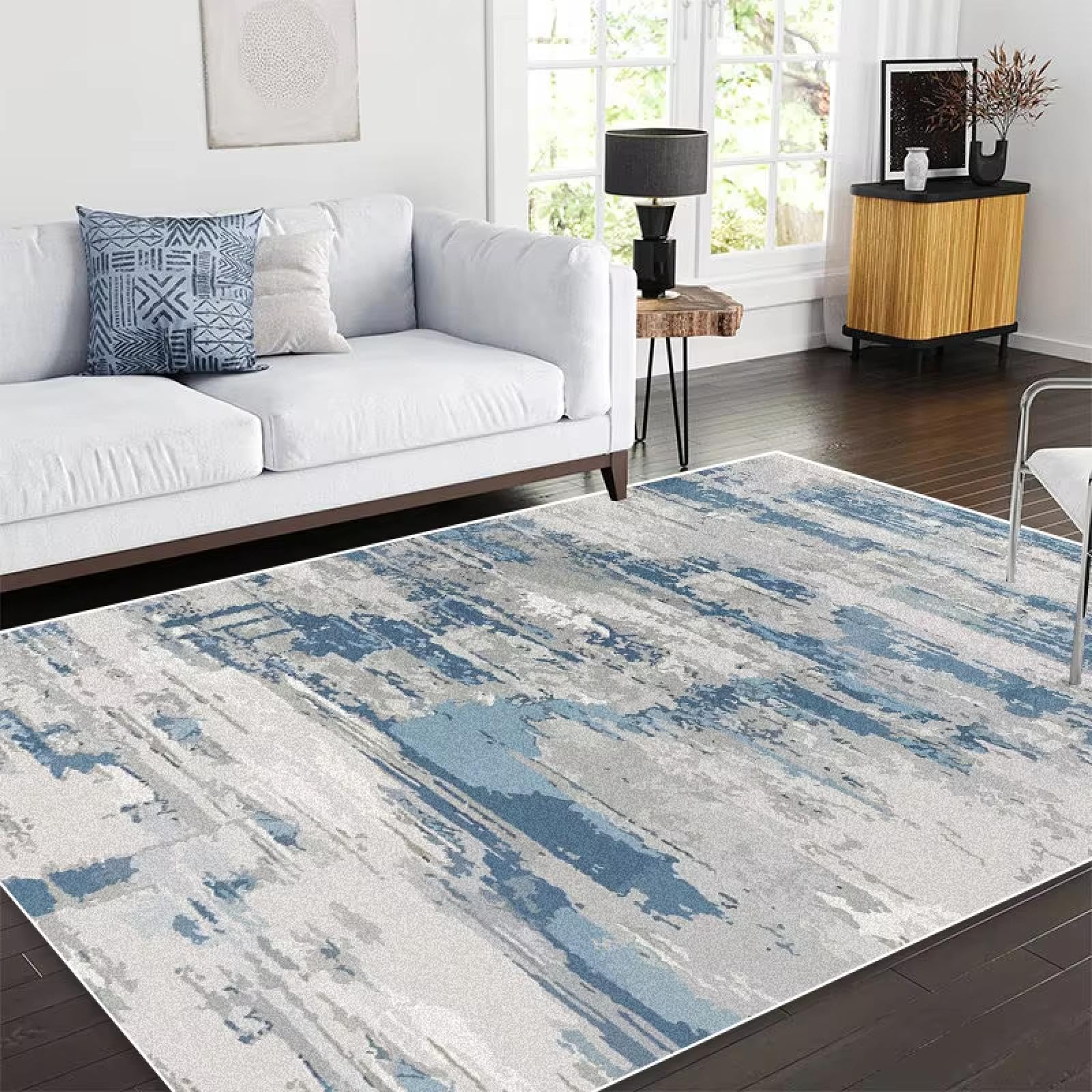 Tapis de salon bleu 160x200 grand tapis de sol maison chambre