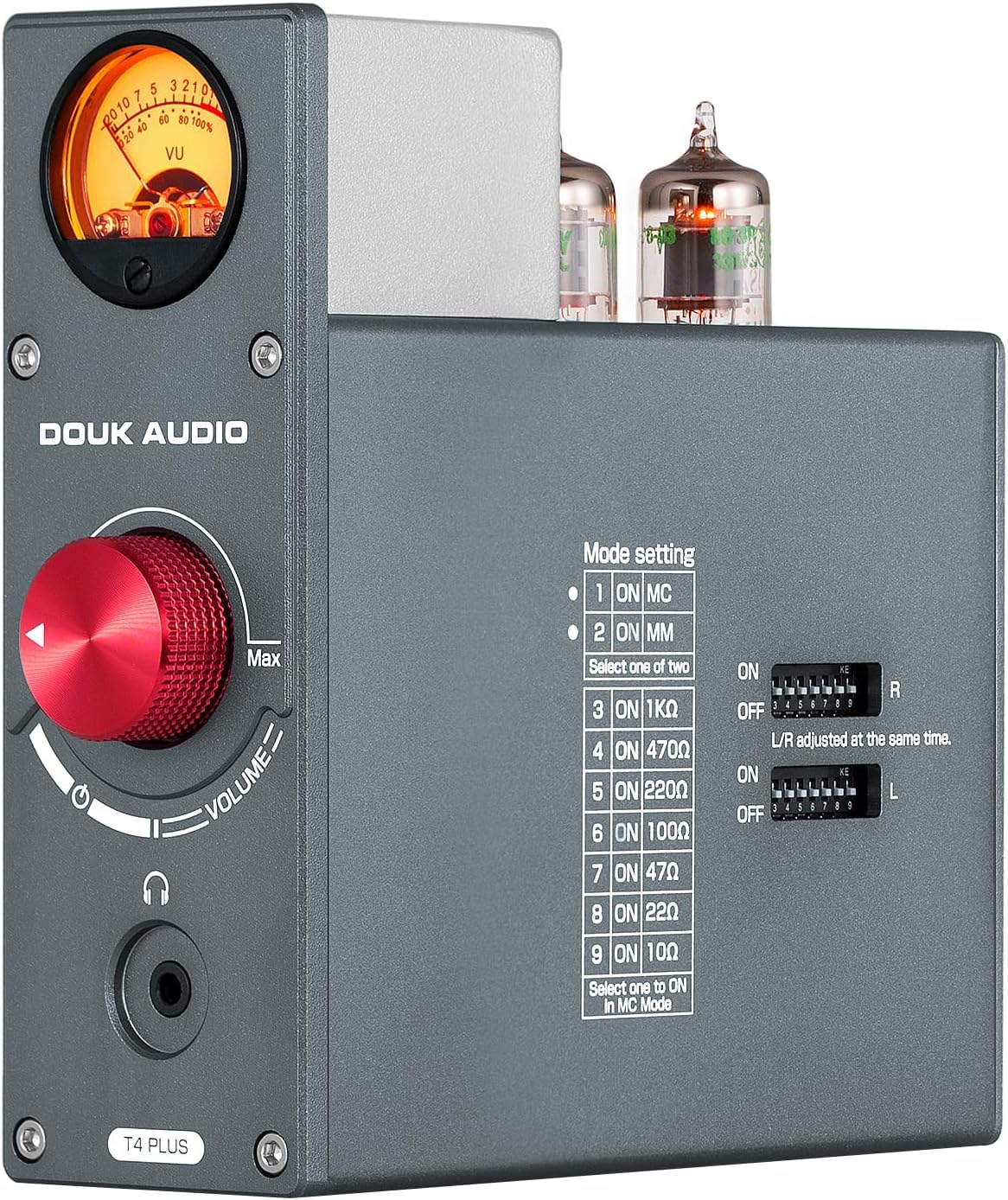 Douk Audio Röhren-Phono-Vorverstärker: HiFi MM/MC Plattenspieler-Vorverstärker | Kopfhörerverstärker mit AUX-Eingang | VU-Meter für Plattenspieler, Vinyl-Systeme und Audiophile (T4 Plus)